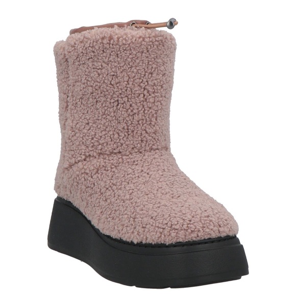 Fabiana Filippi Cozy Pink Faux Shearling Ankle Booties